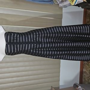 CAROL PERETZ Elegant Silk Cocktail Black/Silver/White Strapless Maxi Gown-Sz 12